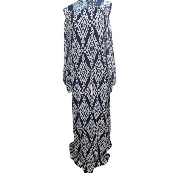 NWT Tory Burch Katherine Dress Small Cold Shoulder Maxi - Picture 2 of 7